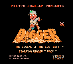 Digger T. Rock - The Legend of the Lost City Title Screen